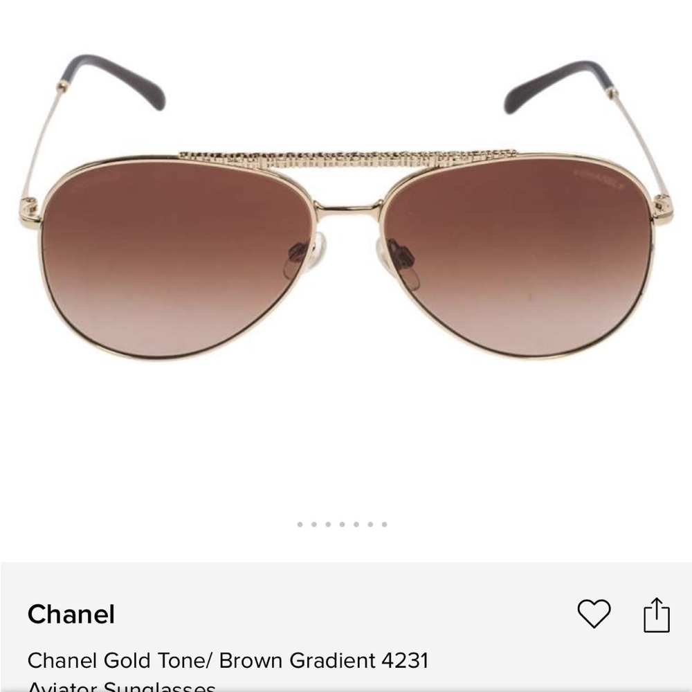 Chanel Gold Tone/ Brown Gradient 4231 Aviator Sunglasses - Picture 11 of 16